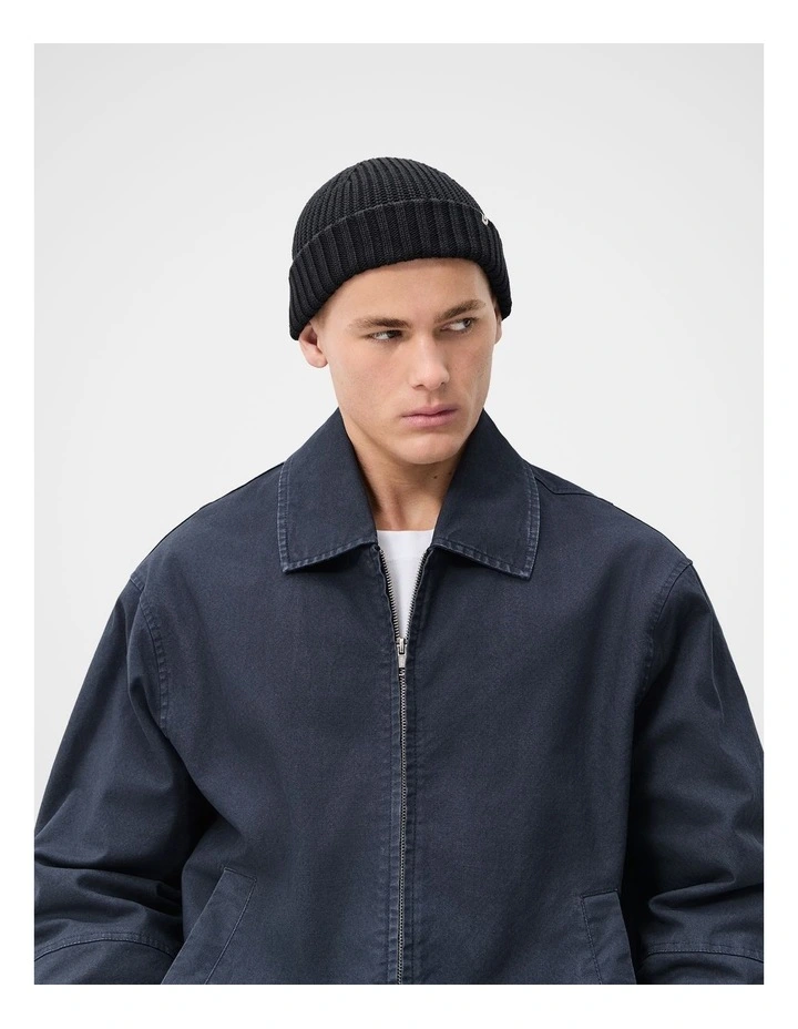 Textured Fishermans Beanie in Black image 4