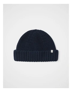 Textured Fishermans Beanie in Navy