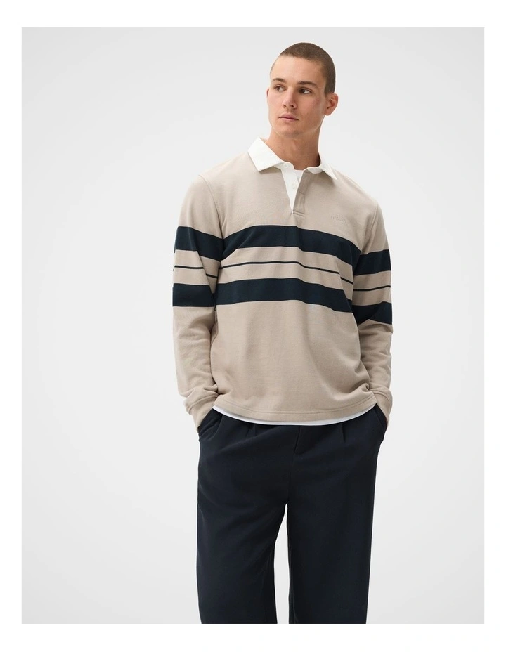 Rugby Polo T-shirt in Beige image 1