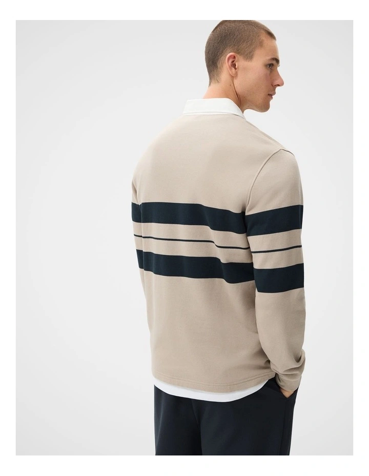 Rugby Polo T-shirt in Beige image 2