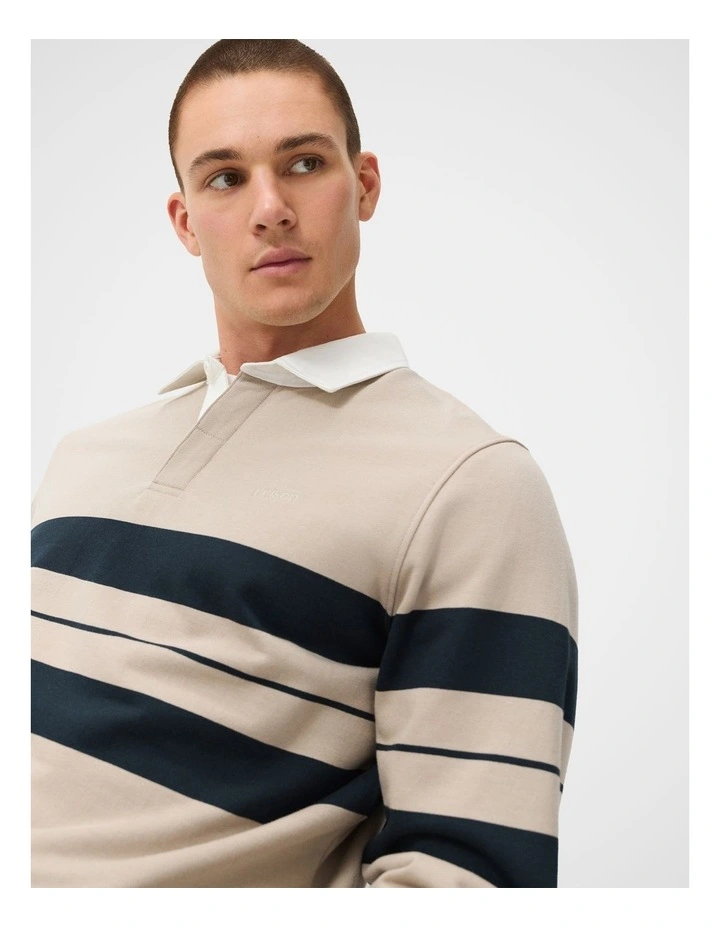 Rugby Polo T-shirt in Beige image 3