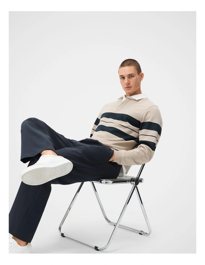 Rugby Polo T-shirt in Beige image 4