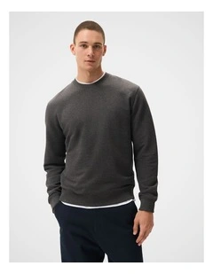 Dobby Textured Pullover Sweater in Grey