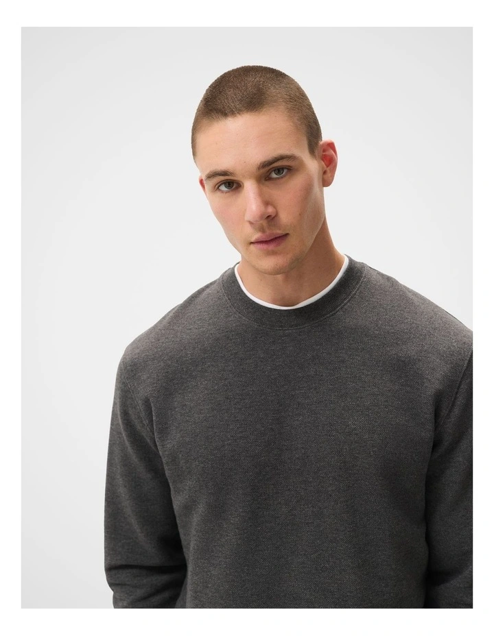 Dobby Textured Pullover Sweater in Grey image 3