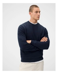 Dobby Textured Pullover Sweater in Blue