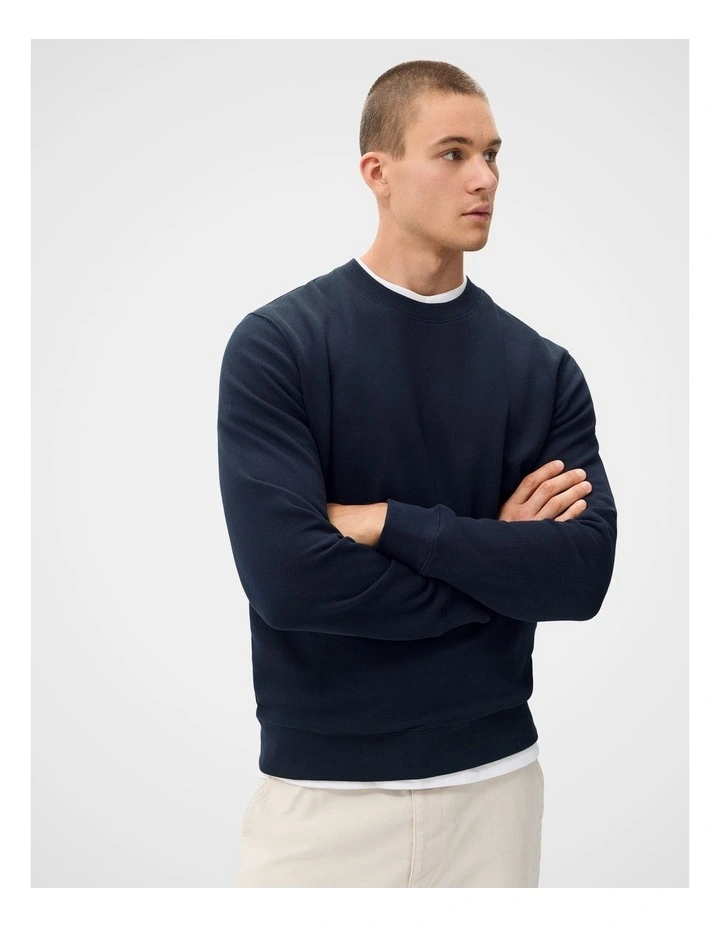 Dobby Textured Pullover Sweater in Blue image 1