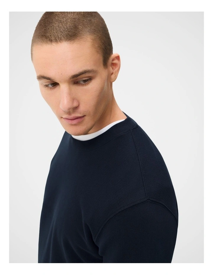 Dobby Textured Pullover Sweater in Blue image 3