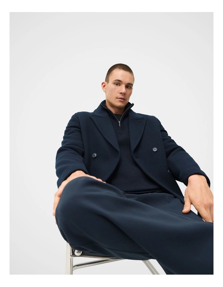 Wool Blend Peacoat in Blue image 4