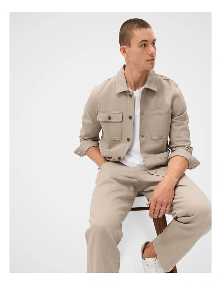 Denim Chore Jacket in Beige image 2