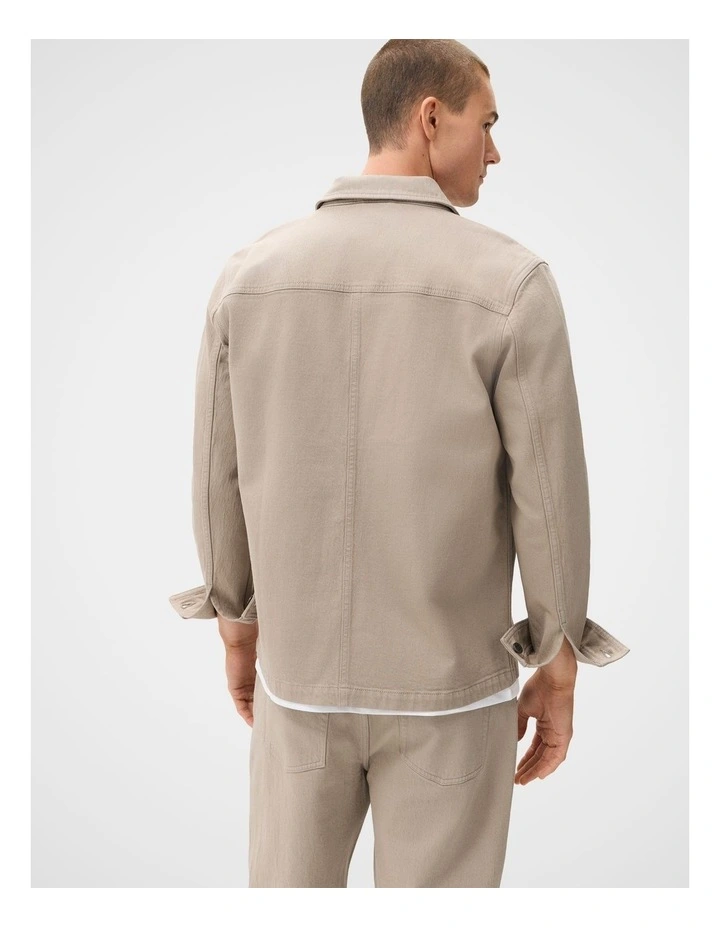 Denim Chore Jacket in Beige image 3