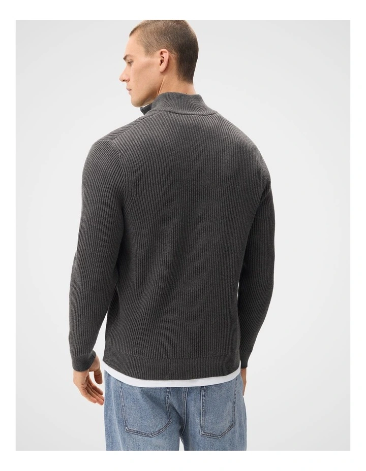 Half Zip Knit T-shirt in Grey image 2