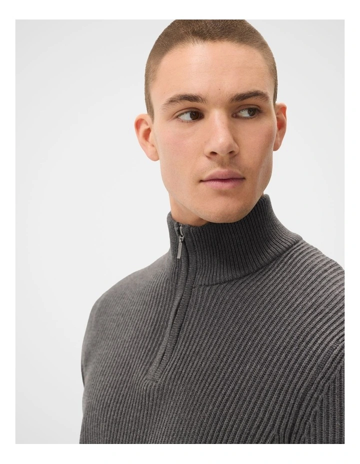 Half Zip Knit T-shirt in Grey image 3