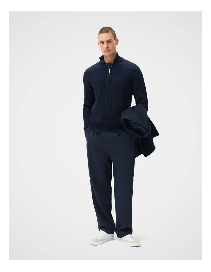 Half Zip Knit T-shirt in Blue image 4