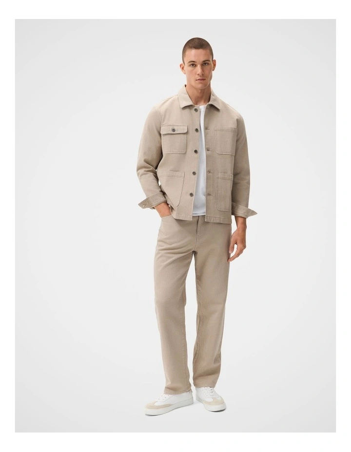 Regular Straight Jeans in Beige image 1