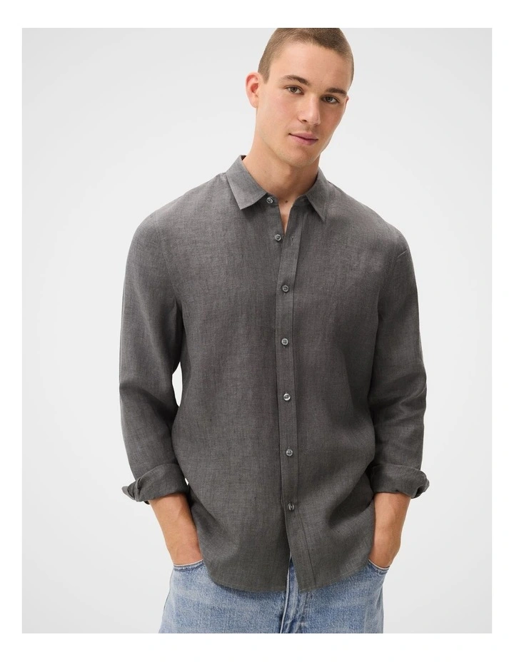 Linen Regular Fit Shirt in Grey image 1