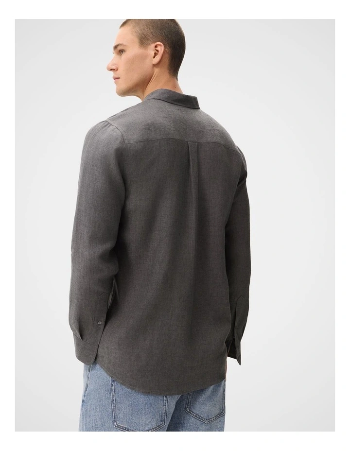 Linen Regular Fit Shirt in Grey image 2