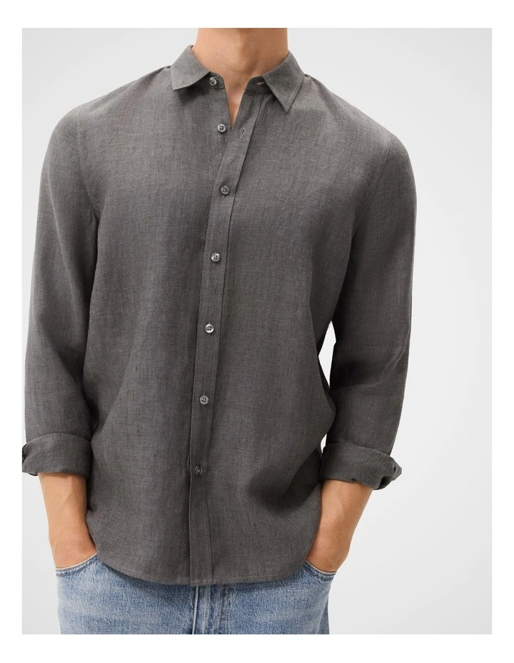Linen Regular Fit Shirt in Grey image 3