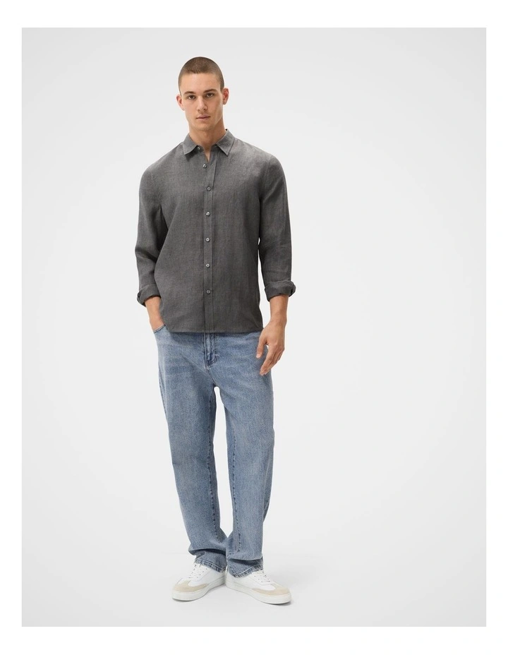 Linen Regular Fit Shirt in Grey image 4