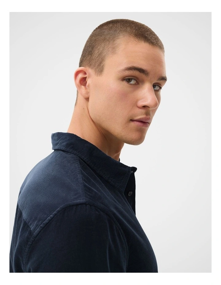 Cord Regular Fit Shirt in Blue image 3