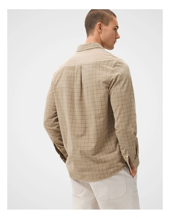 Check Cord Regular Fit Shirt in Beige image 2