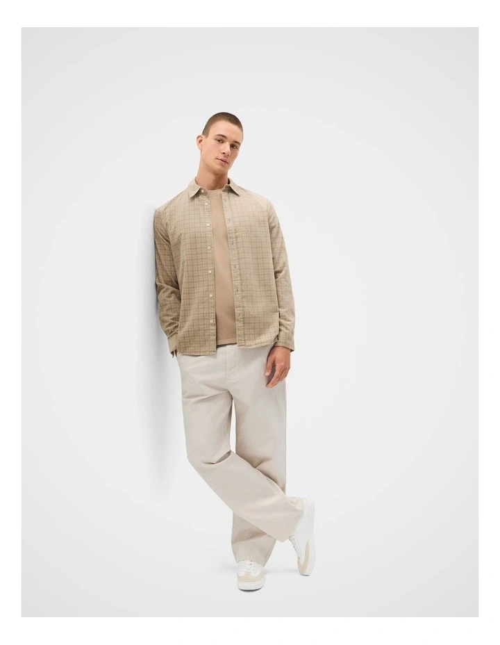 Check Cord Regular Fit Shirt in Beige image 4