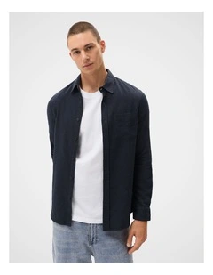 Brushed Cotton Regular Fit Shirt in Blue