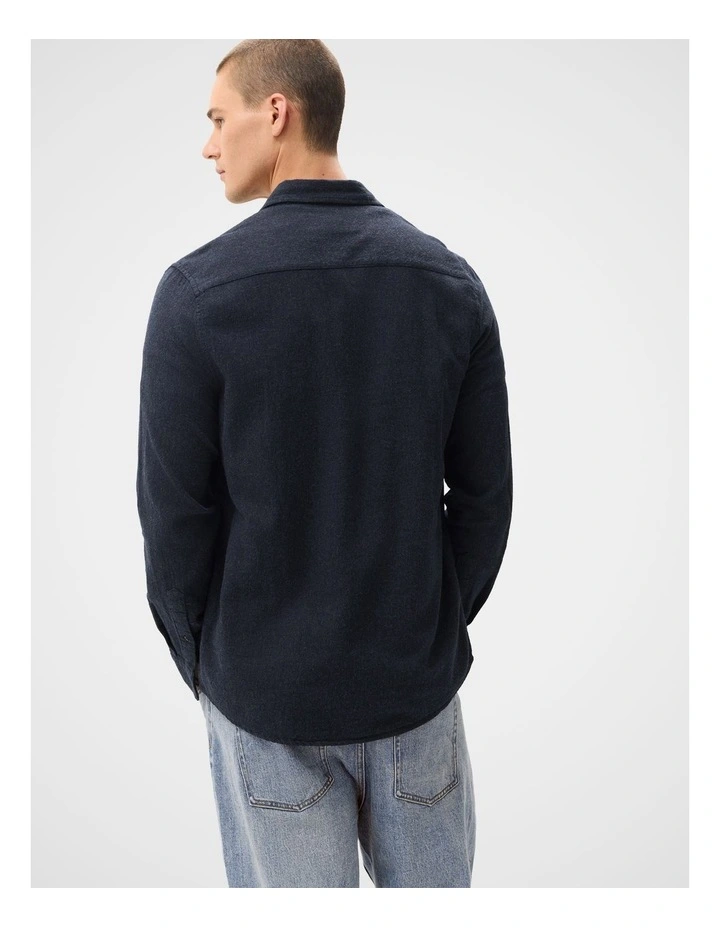 Brushed Cotton Regular Fit Shirt in Blue image 2