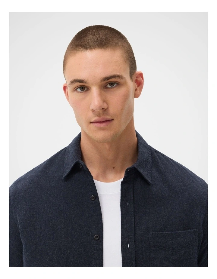 Brushed Cotton Regular Fit Shirt in Blue image 3