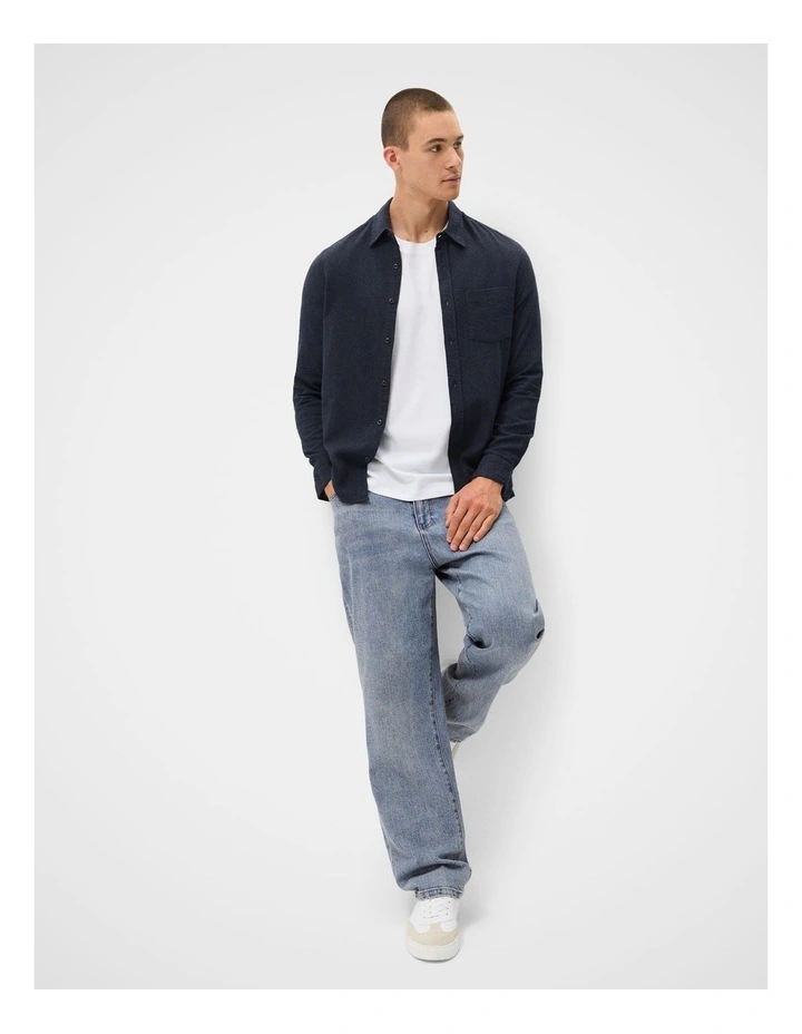 Brushed Cotton Regular Fit Shirt in Blue image 4