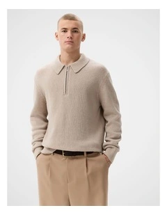 Wool Zip Polo