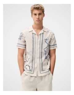 Ocean Map Print Regular Fit Shirt