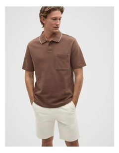 Pocket Polo Shirt in Cocoa