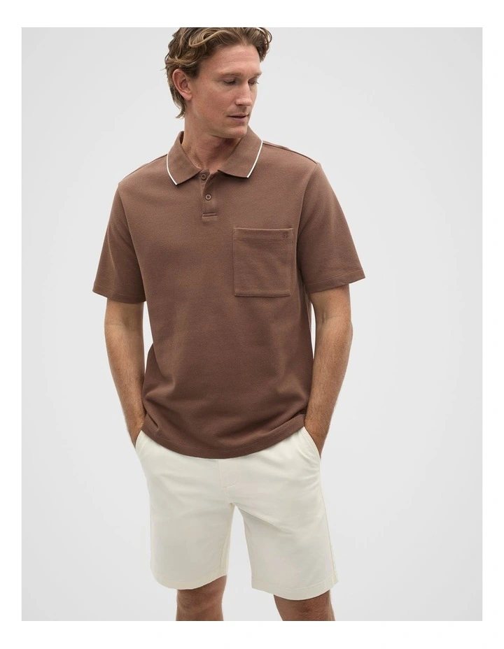 Pocket Polo Shirt in Cocoa image 1
