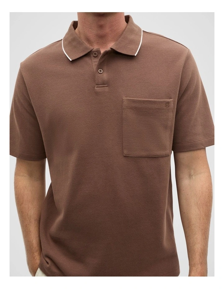 Pocket Polo Shirt in Cocoa image 4