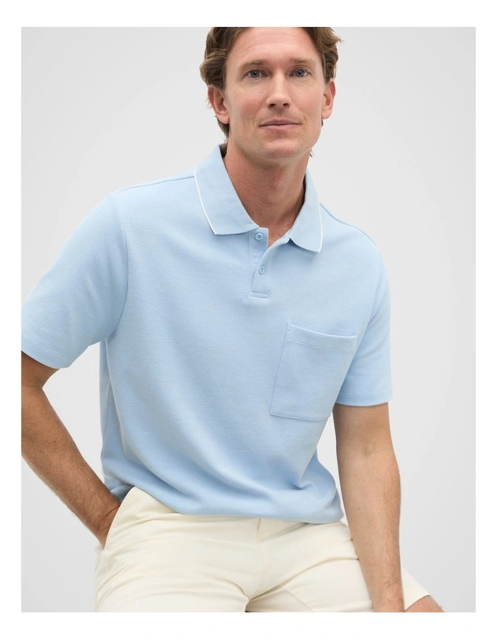 Pocket Polo Shirt in Skyway image 1