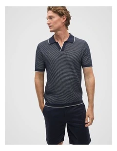 Two Tone Trophy Polo in Midnight Blue