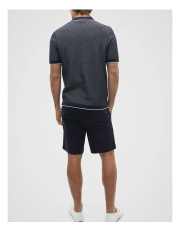 Two Tone Trophy Polo in Midnight Blue