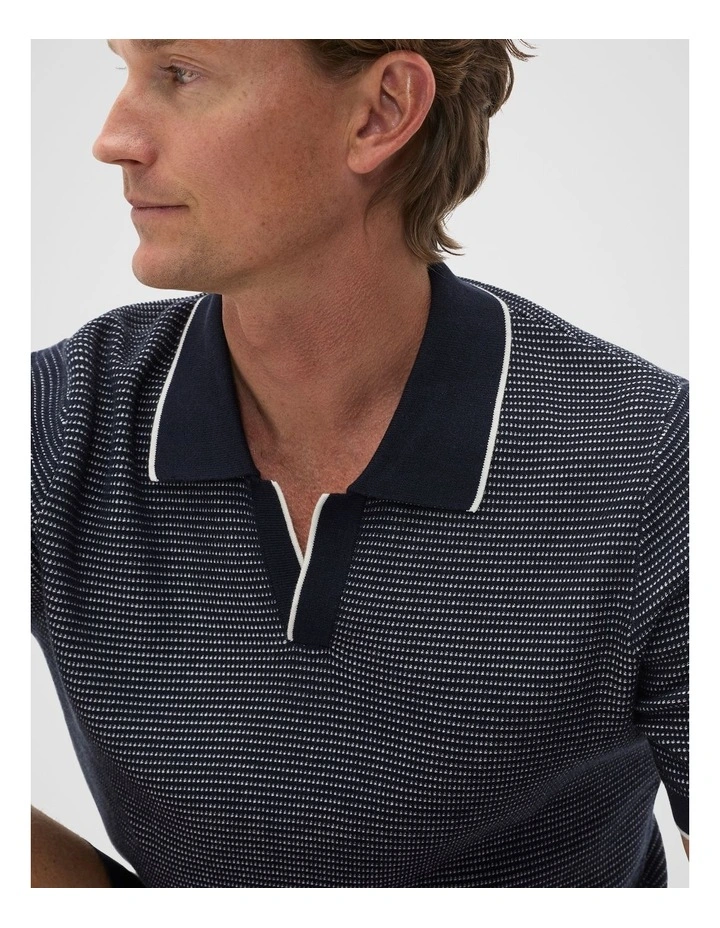Two Tone Trophy Polo in Midnight Blue image 4