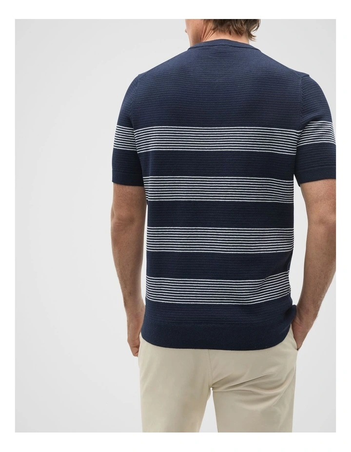 Stripe Knit Tee in Midnight Blue image 2