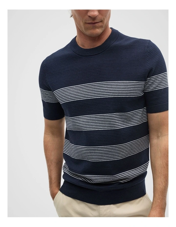 Stripe Knit Tee in Midnight Blue image 4