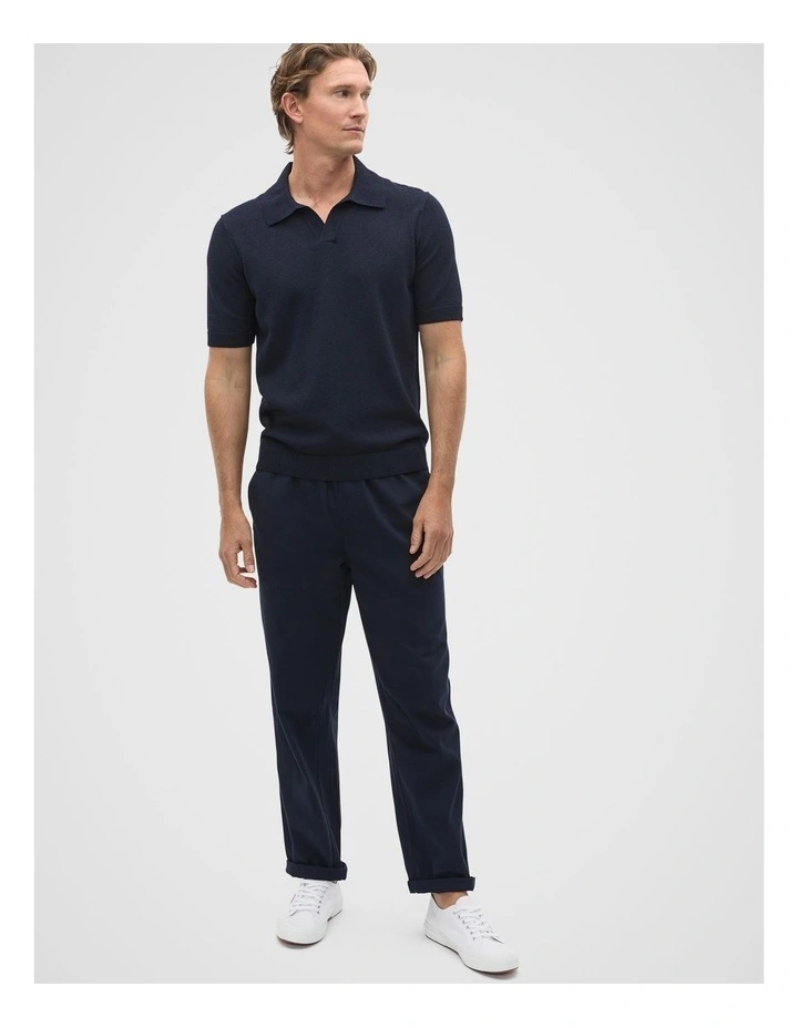 Boucle Knit Trophy Polo in Midnight Blue image 3