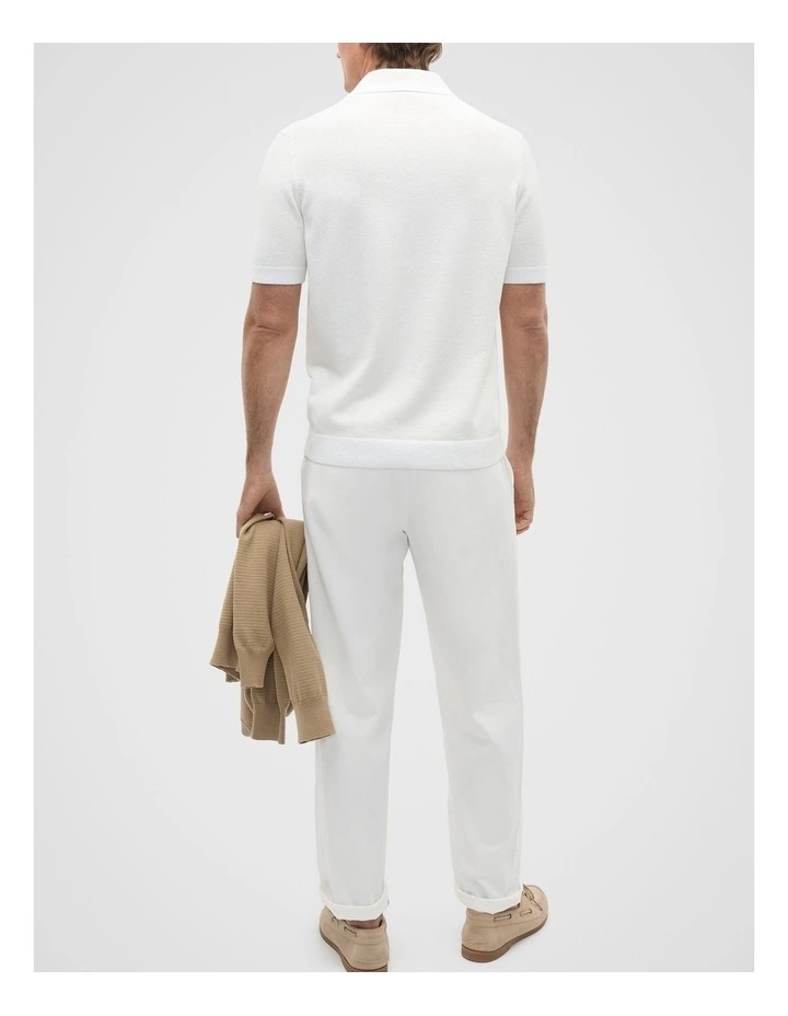 Boucle Knit Trophy Polo in Vintage White image 2