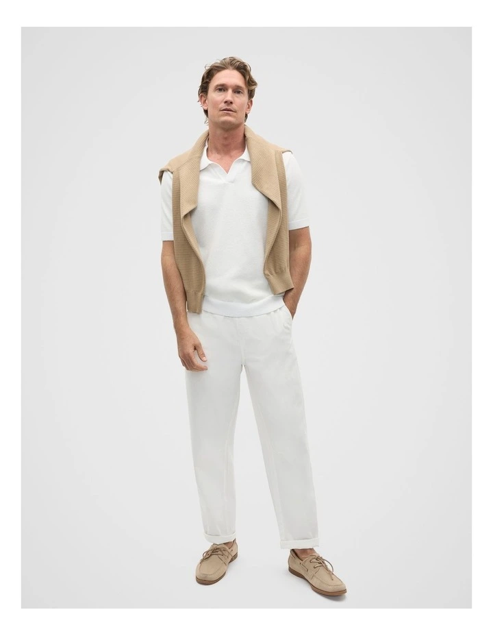 Boucle Knit Trophy Polo in Vintage White image 3