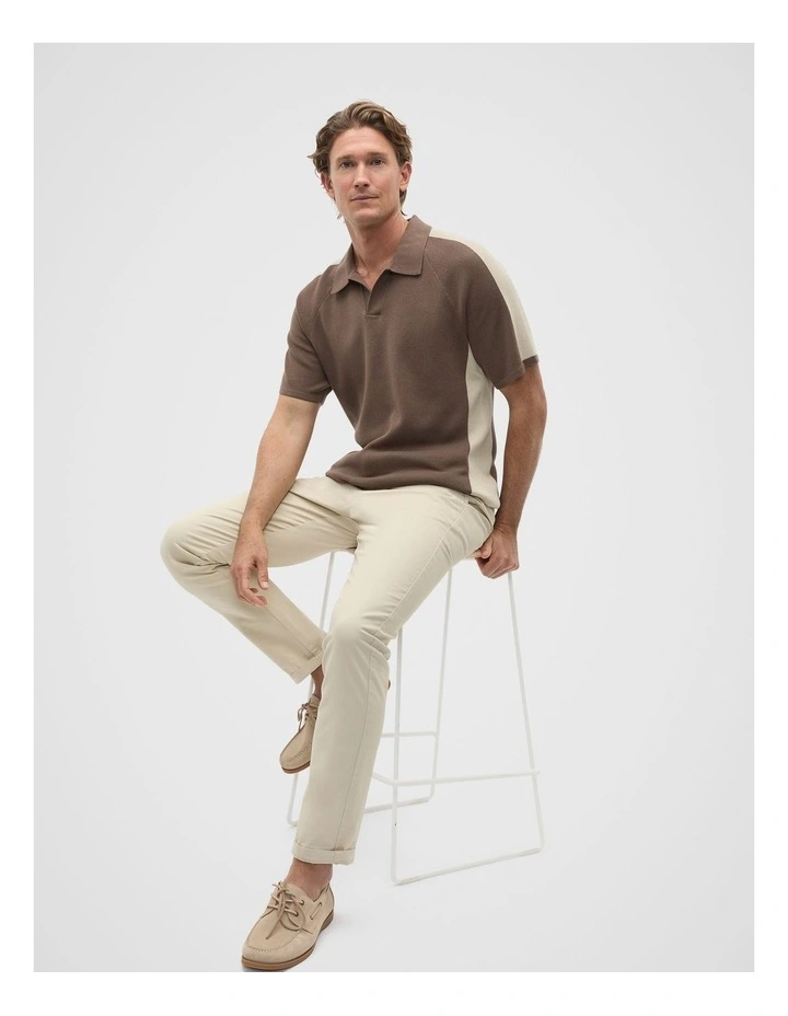 Colourblock Trophy Polo in Cocoa image 3