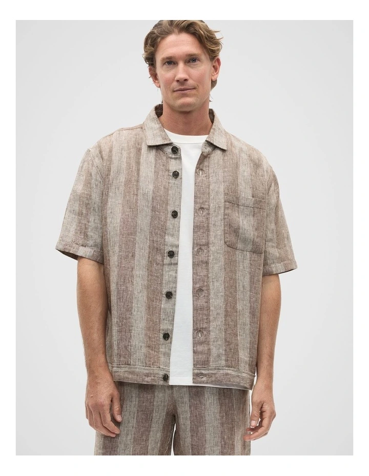 Boxy Linen Shirt in Cocoa image 1