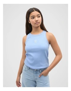 Core Logo Rib Tank in Bright Sky