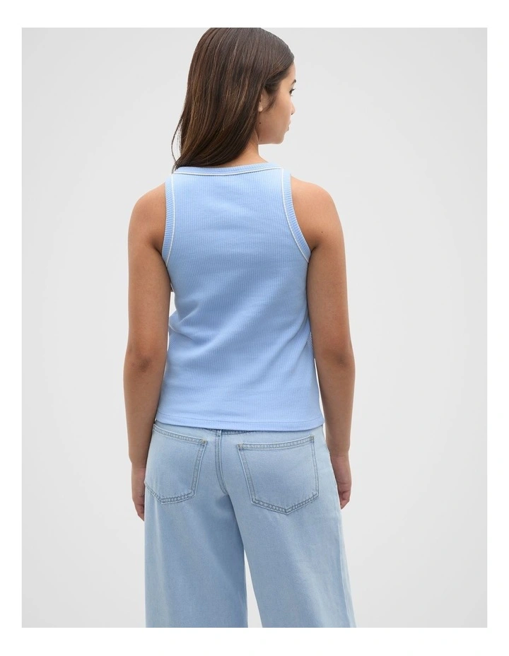 Core Logo Rib Tank in Bright Sky image 2