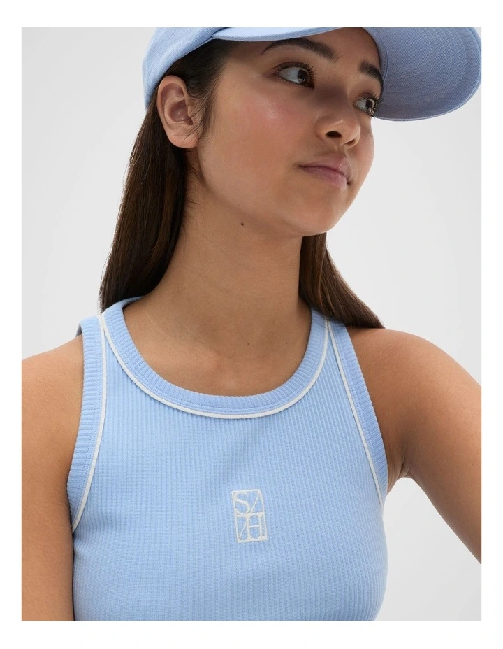 Core Logo Rib Tank in Bright Sky image 4