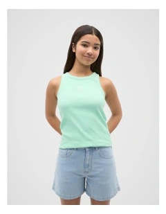 Core Logo Rib Tank in Mint Sorbet