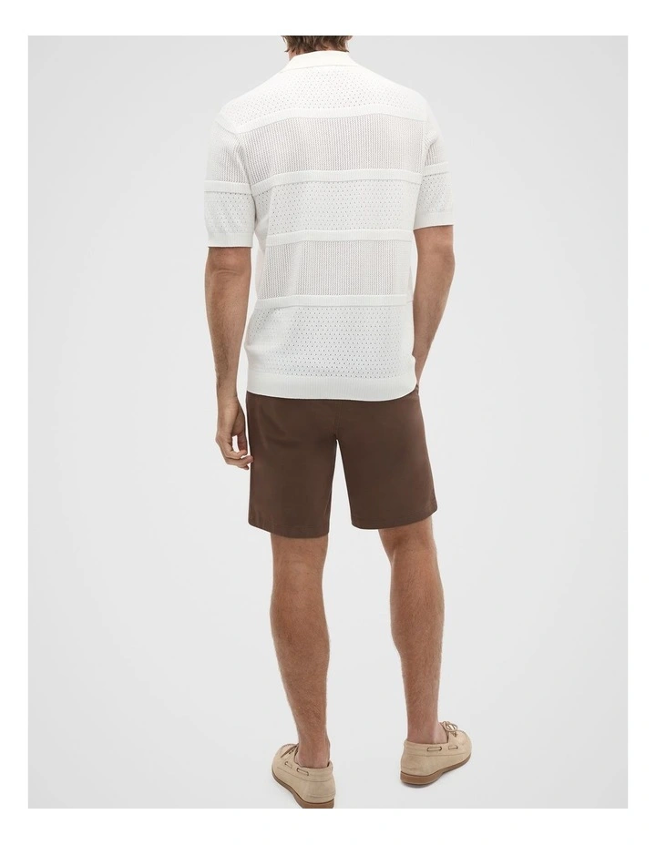 Crochet Knit Polo in Vintage White image 2